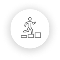 Ícone ilustrativo do módulo ‘Desenvolvimento de Carreiras’, representando estudante em trajetória de sucesso.