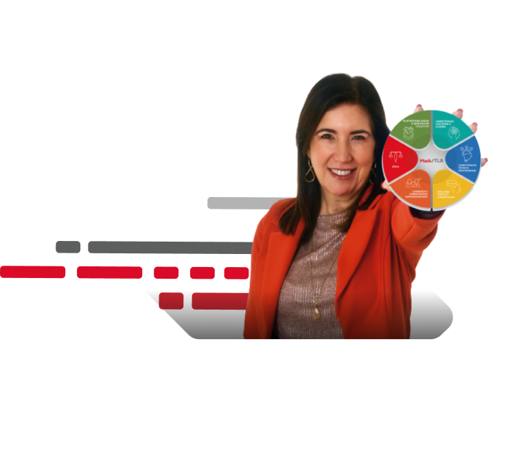 Imagem da Diretora Profa. Dra. Janette Brunstein segurando o um símbolo das 6 IATs do programa MackSTLR.. 