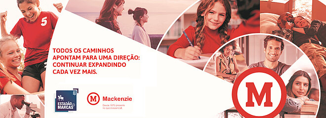 colagem de pessoas junto ao símbolo do Mackenzie