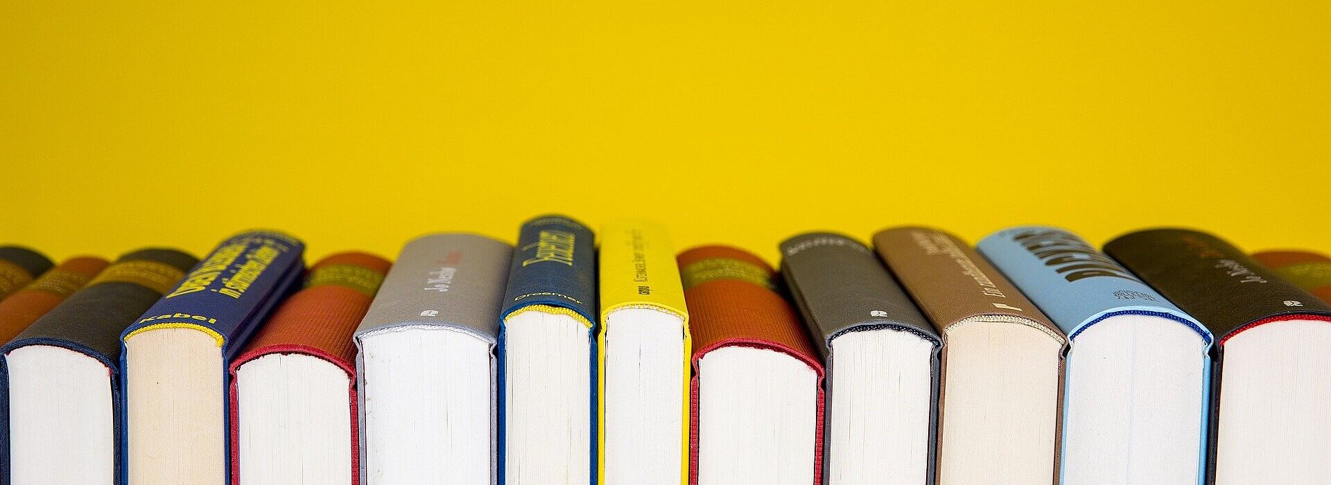 Imagem com fundo amarelo e livros