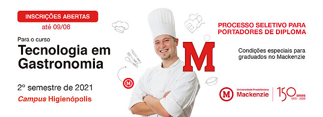 Capa para o processo seletivo do curso de Gastronomia 2021.2