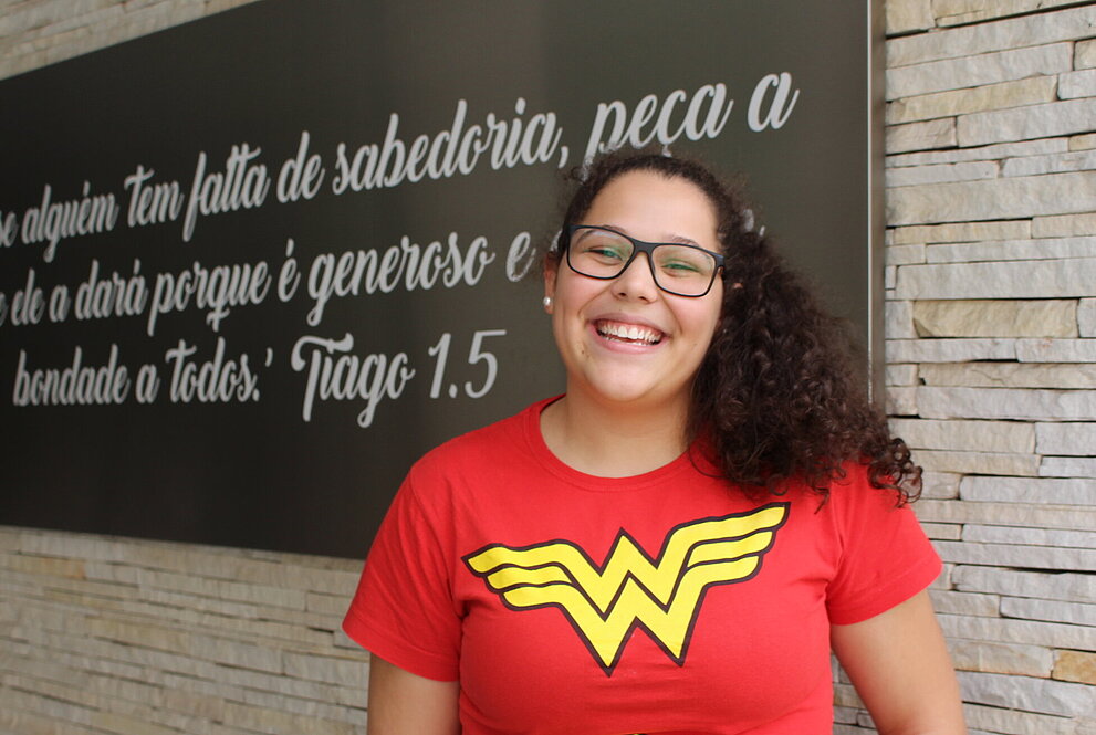 Estudante no DayCamp 2019.