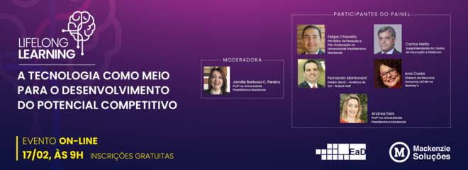 Banner do webinar Lifelong Learning: A Tecnologia como meio para o Desenvolvimento do Potencial Competitivo