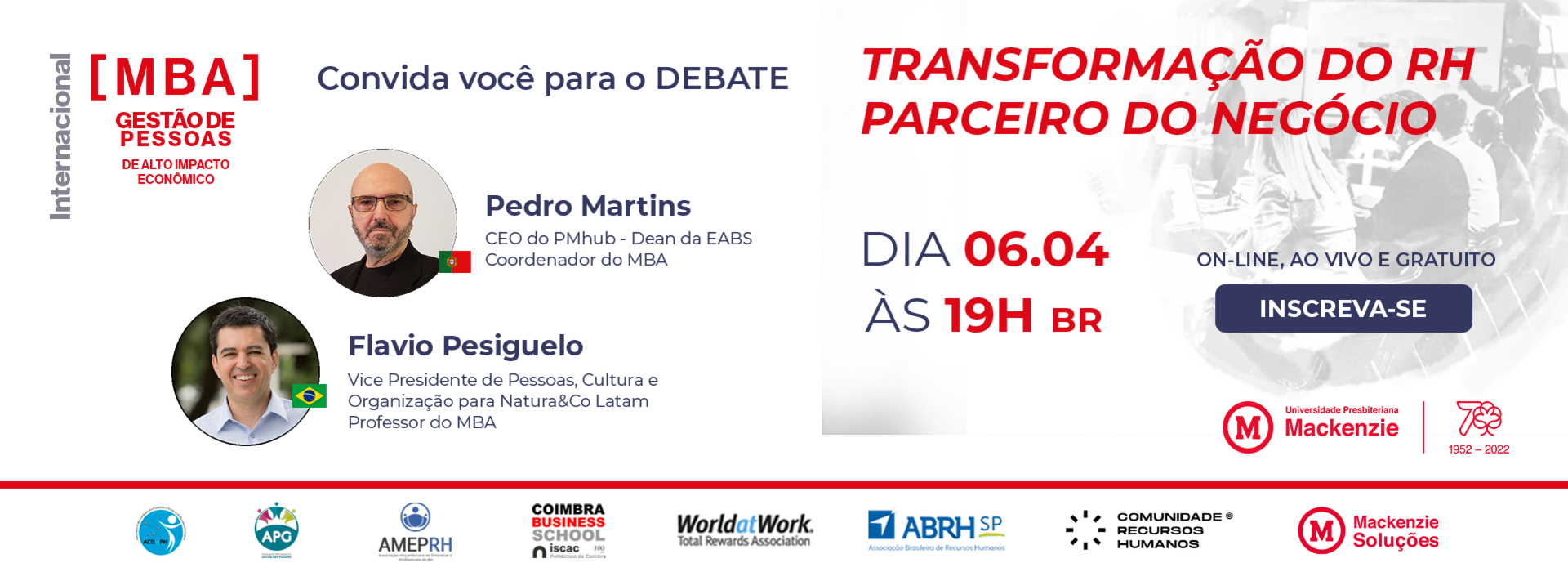 Banner de divulgação do debate. 