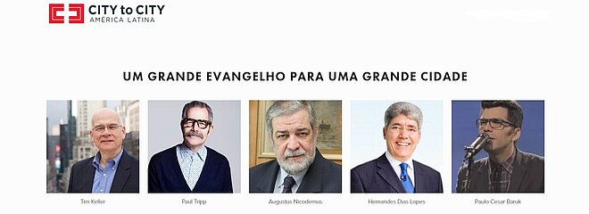 fundo branco com foto dos rostos dos palestrantes do evento