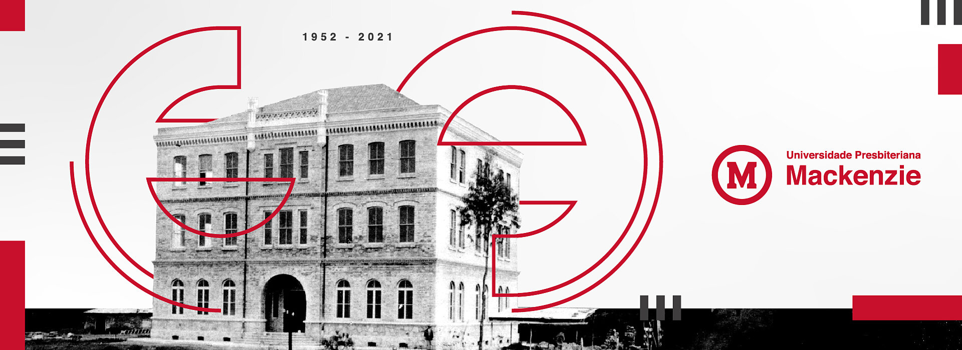 A imagem de capa é um imagem ilustrativa, com o logo da universidade presbiteriana mackenzie do lado direito e um prédio histórico do mackenzie ao lado esquerdo.