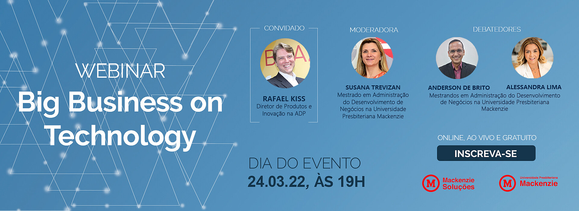 Banner com convidados do evento.
