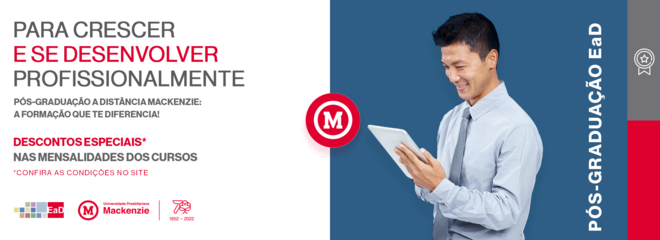 Banner para Pós-Graduação EaD no Mackenzie.